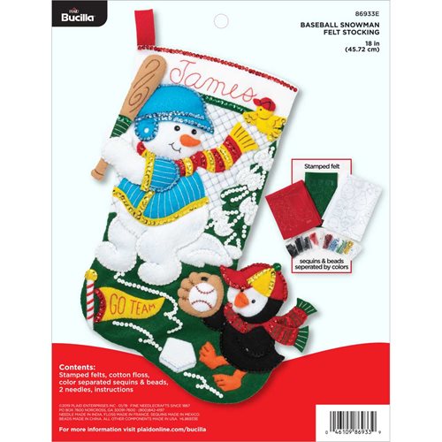 Bucilla ® Seasonal - Felt - Stocking Kits - Baseball Snowman - 86933E