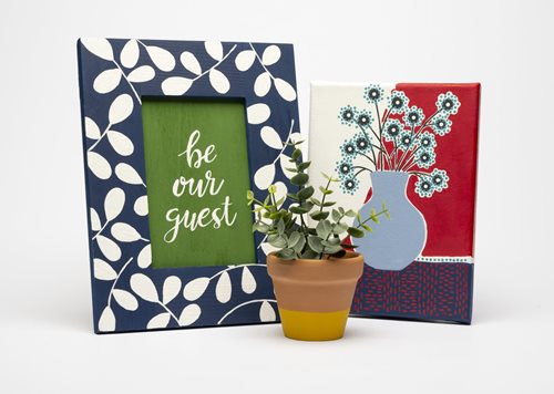 “Be Our Guest” Frame, Vase Canvas, & Terra Cotta Pot