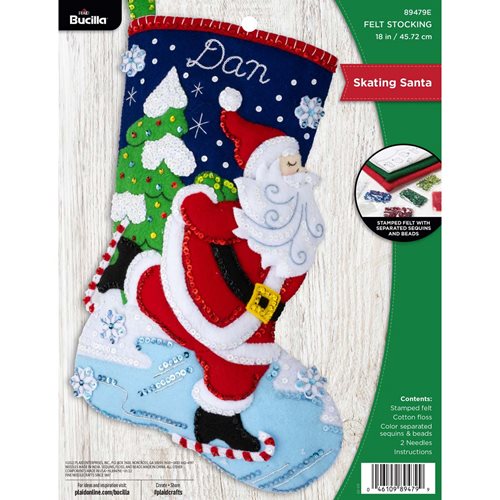 Bucilla ® Seasonal - Felt - Stocking Kits - Skating Santa - 89479E