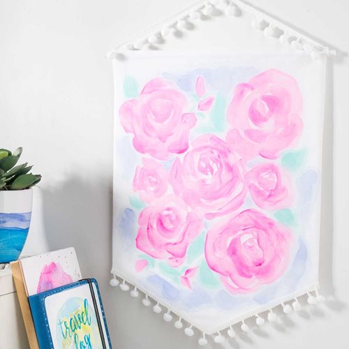Watercolor Acrylic Rose Banner