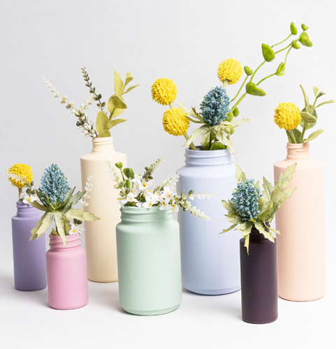 Recycled Pastel Painted Bottles