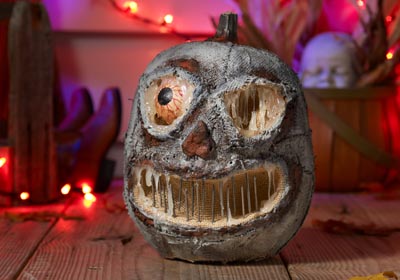Unique Halloween Pumpkin - Scary Concrete Pumpkin