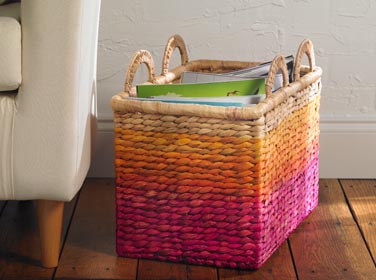 Natural Woven Basket with Blended Color Ombre