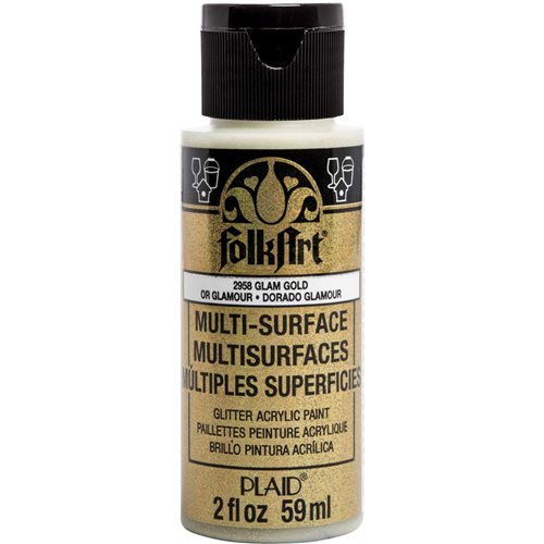 FolkArt ® Multi-Surface Glitter Acrylic Paints - Glam Gold, 2 oz. - 2958