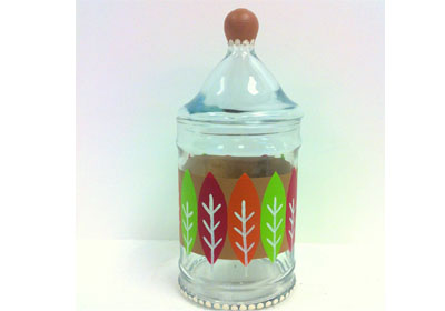Graphic Leaves Glass Apothecary Jar with FolkArt Multi-Surface