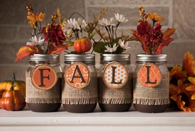 Decoupage Mason Jars for Autumn