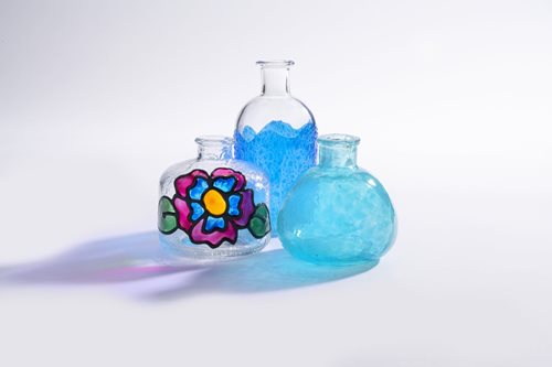 Jewel Tone Flower Bottle Vase