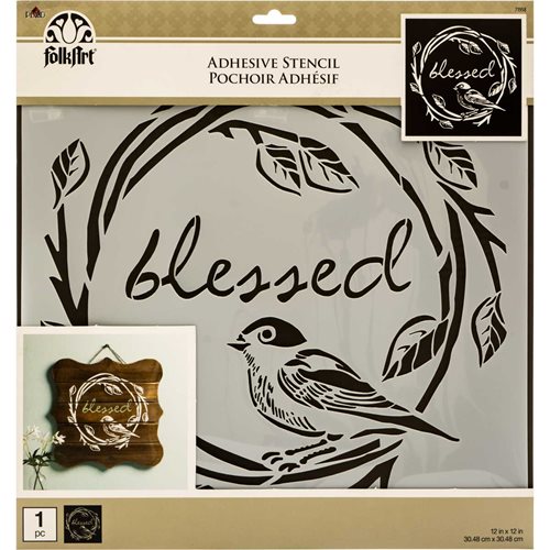 FolkArt ® Painting Stencils - Adhesive Laser - Blessed - 71958