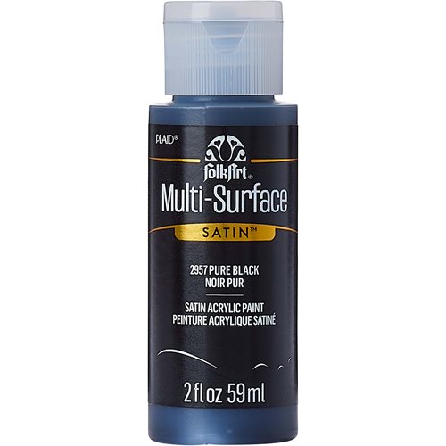FolkArt ® Multi-Surface Satin Acrylic Paints - Pure Black, 2 oz. - 2957