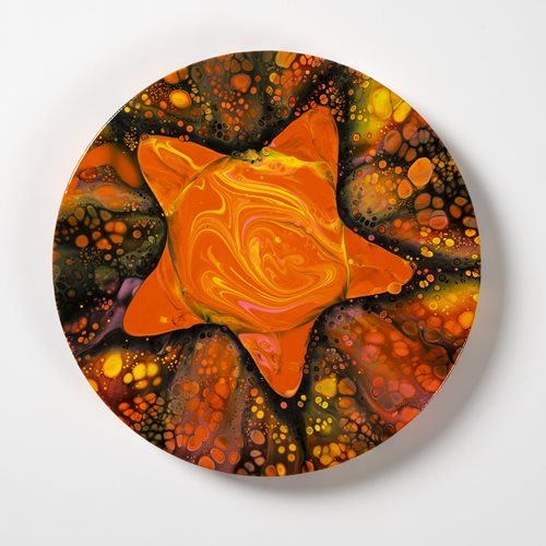 Orange Star Poured Canvas