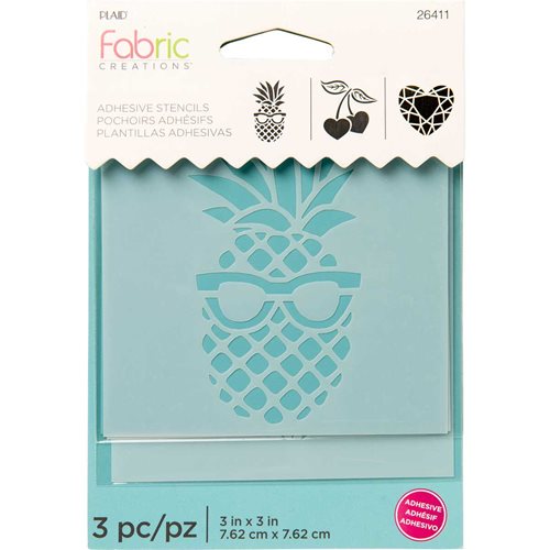 Fabric Creations™ Adhesive Stencils - Mini - Pineapple-Cherry-Diamond, 3" x 3" - 26411