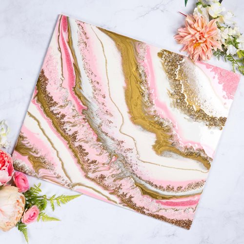 Pink Geode Pouring Canvases