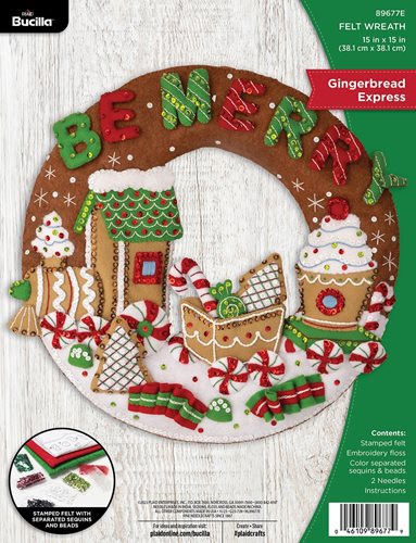 Bucilla ® Seasonal - Felt - Home Decor - Gingerbread Express Wreath Kit - 89677E