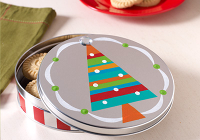 Brightly Striped Cookie Tin
