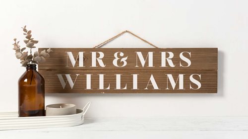 Mr. & Mrs. Wooden Stenciled Sign