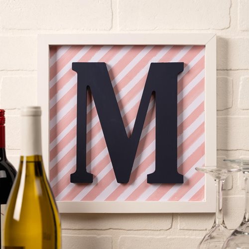 12x12 Wood Canvas-  Wood Letter and Stripe Paper