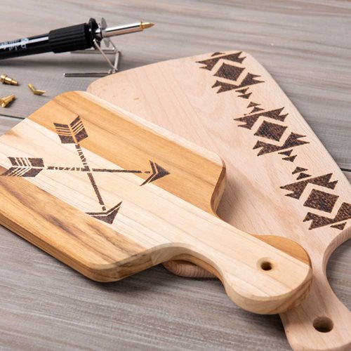 Wood Burned Cutting Board & Serving Spoons