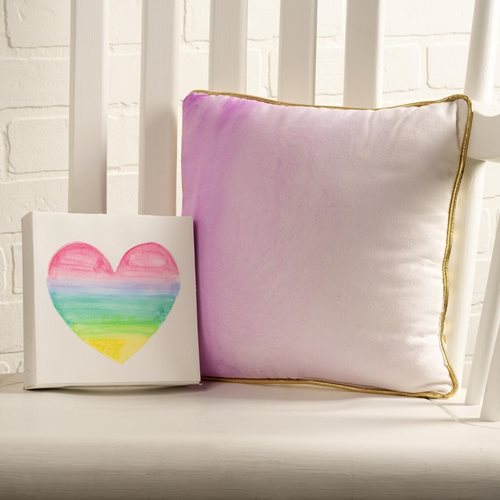 Watercolor Pillow and Heart Canvas