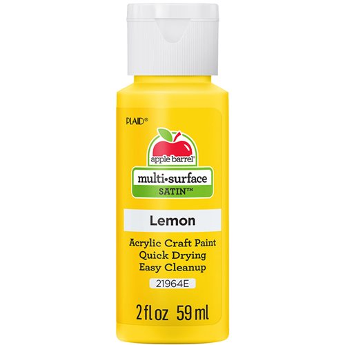 Apple Barrel ® Multi-Surface Satin Acrylic Paints - Lemon, 2 oz. - 21964E