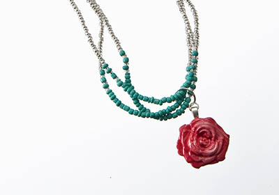 Southwest Rose and Turquoise Necklace