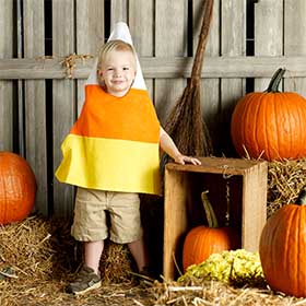Easy DIY Candy Corn Halloween Costume for Kids