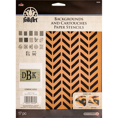 FolkArt ® Alphabet & Monogram Paper Stencils - Backgrounds and Cartouches - 50326