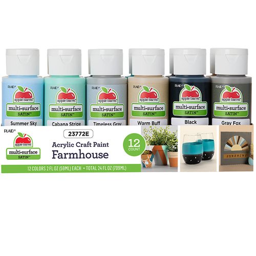 Apple Barrel ® Multi-Surface Satin Acrylic Paint Farmhouse 12 Color Set - 23772E