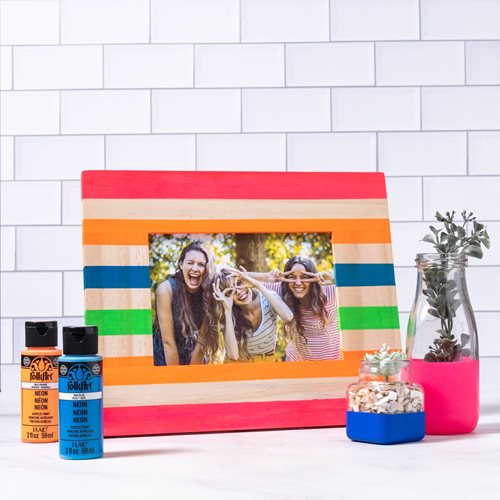 Neon Painted Picture Frame and Milk Jar