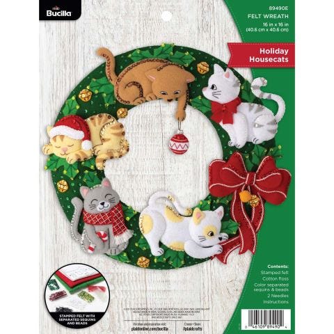 Bucilla ® Seasonal - Felt - Home Decor - Holiday Housecats Wreath - 89490E