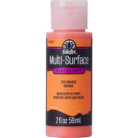 FolkArt ® Multi-Surface Neon Glow Acrylic Paints - Orange, 2 oz. - 2975