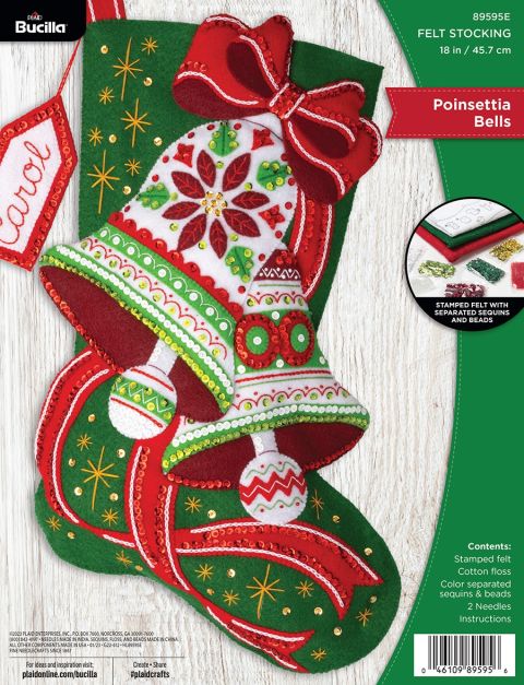 Bucilla ® Seasonal - Felt - Stocking Kits - Poinsettia Bells - 89595E