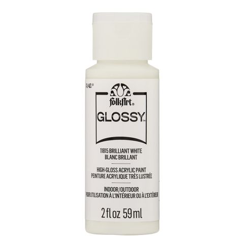 FolkArt Glossy Acrylic Paint - Brilliant White, 2 oz. - 11815