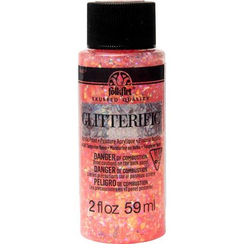 FolkArt ® Glitterific™ Acrylic Paint - Neon Tangerine, 2 oz. - 44387