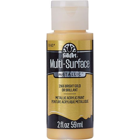 FolkArt ® Multi-Surface Metallic Acrylic Paints - Bright Gold, 2 oz. - 2966