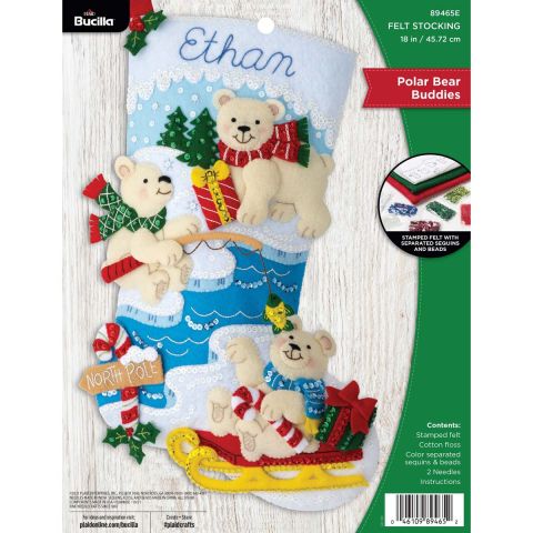 Bucilla ® Seasonal Felt Stocking Kits - Polar Bear Buddies - 89465E