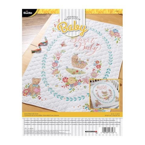 Bucilla ® Baby - Stamped Cross Stitch - Crib Ensembles - Sweet Baby - Crib Cover Kit - 47726