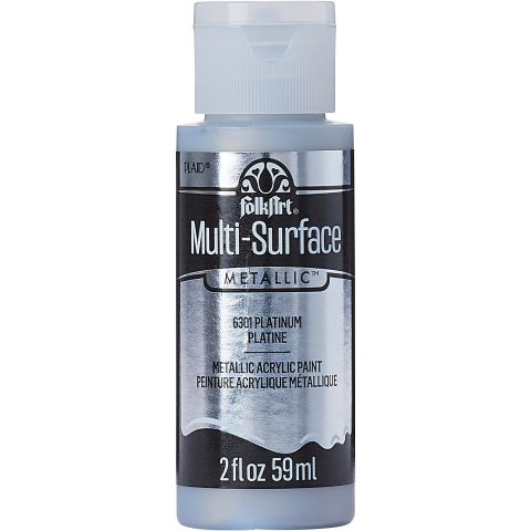 FolkArt ® Multi-Surface Metallic Acrylic Paints - Platinum, 2 oz. - 6301