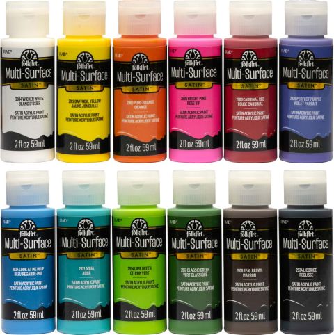 FolkArt ® Multi-Surface Satin Acrylic Paint 12 Color Set - Kit 1 - PROMO830