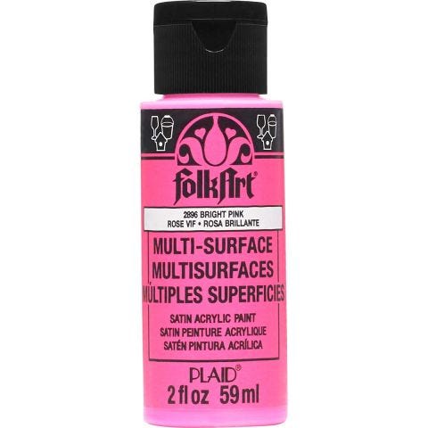 FolkArt ® Multi-Surface Satin Acrylic Paints - Bright Pink, 2 oz. - 2896