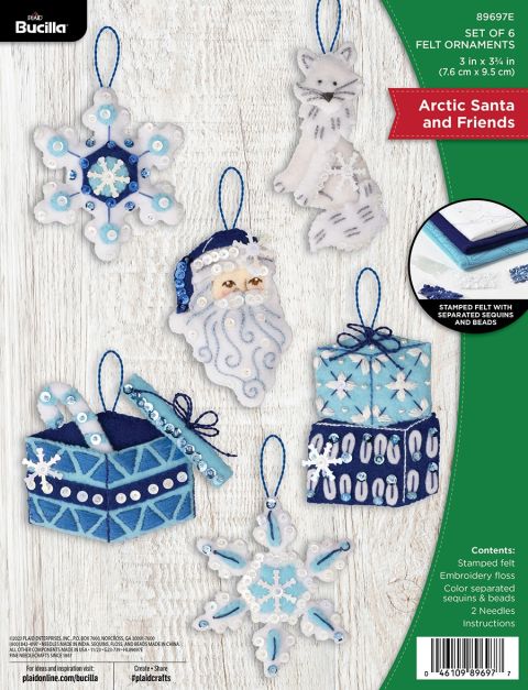 Bucilla ® Seasonal - Felt - Ornament Kits - Arctic Santa and Friends - 89697E