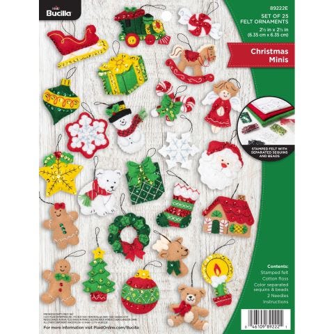 Bucilla ® Seasonal - Felt - Ornament Kits - Christmas Minis - 89222E