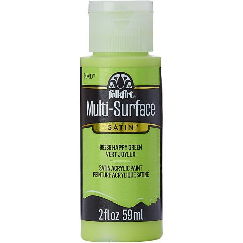 FolkArt ® Multi-Surface Satin Acrylic Paints - Happy Green, 2 oz. - 99238