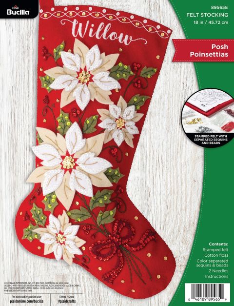 Bucilla ® Seasonal - Felt - Stocking Kits - Posh Poinsettia - 89565E