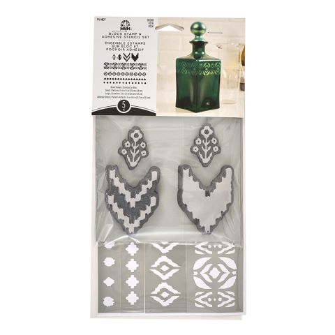 Folkart ® Folk - Block Stamp & Adhesive Stencil 5pc Set - 36568