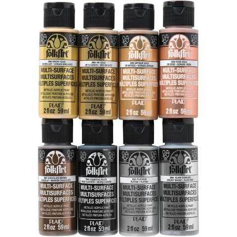 FolkArt ® Multi-Surface Metallic Acrylic Paint 8 Color Set - PROMOFAMET