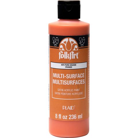 FolkArt ® Multi-Surface Satin Acrylic Paints - Pure Orange, 8 oz. - 4676