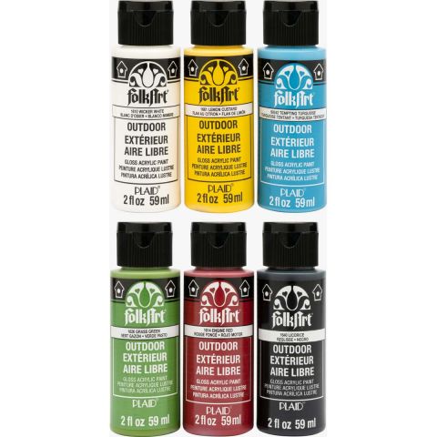 FolkArt ® Outdoor™ Acrylic Colors Paint Set 6 Color - Basics - 7537