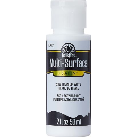 FolkArt ® Multi-Surface Satin Acrylic Paints - Titanium White, 2 oz. - 2938