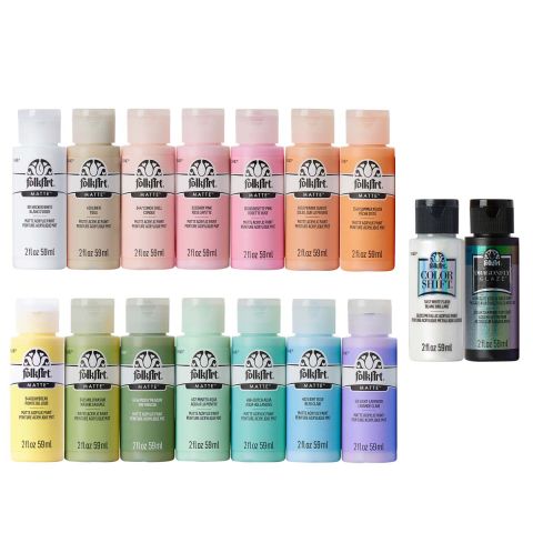 FolkArt ® Acrylic Colors Value Paint Set - Pastel Rainbow, 16 Colors - 13513