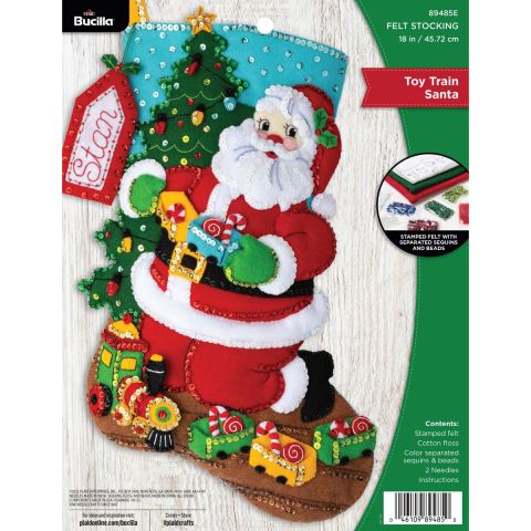 Bucilla ® Seasonal - Felt - Stocking Kits - Toy Train Santa - 89485E